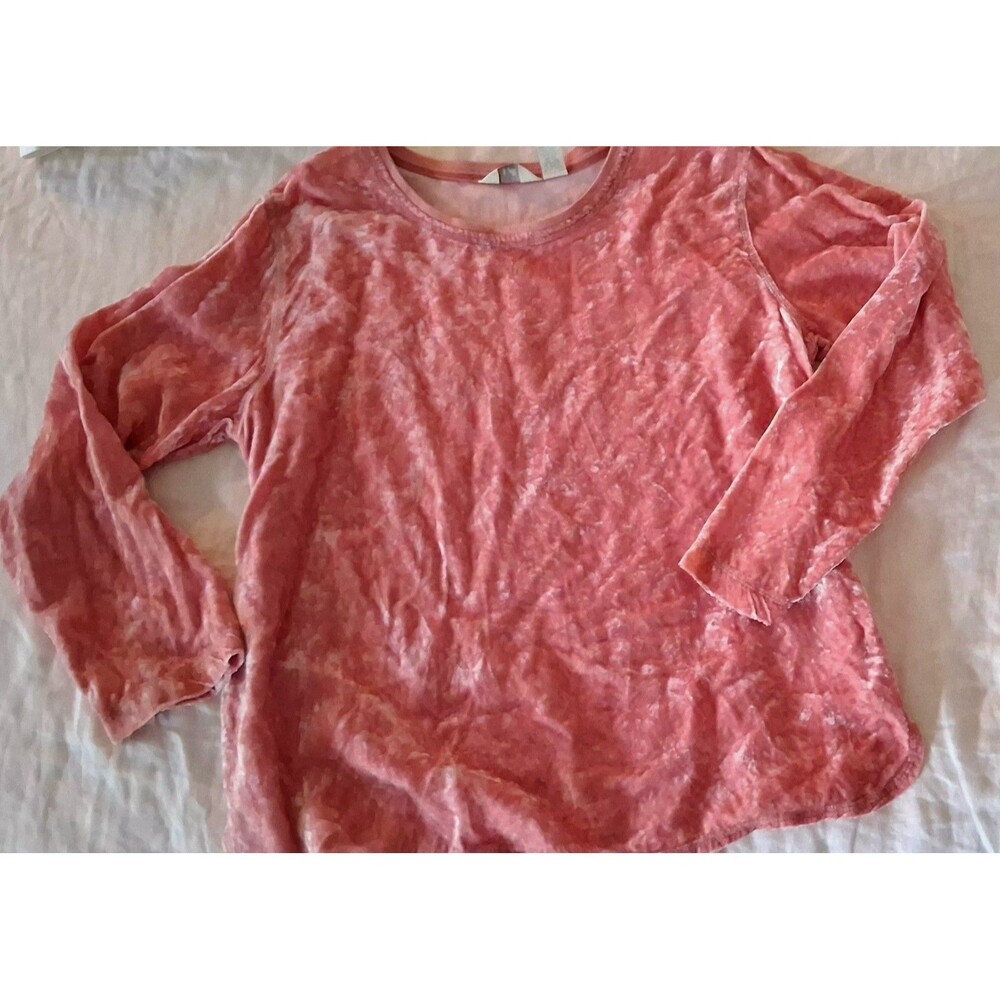 J Jill Tall Large Crushed Velvet Pullover Top Dusty Rose Pink Long Sleeve Soft